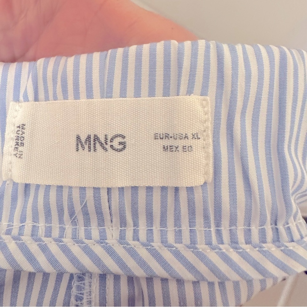 Mango oversized Blue Striped Button-Up Shirt and Shorts Set in cotton blend - Picture 9 of 14